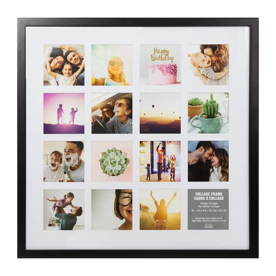 16 Opening 4" x 4" Black Collage Frame with Mat by Studio Décor®